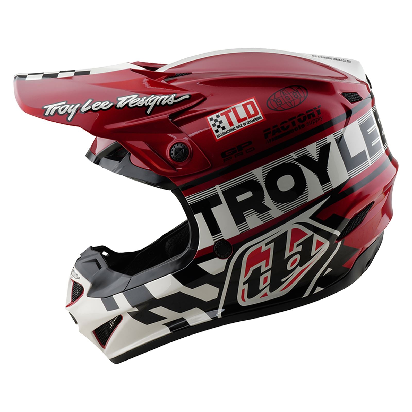 Troy Lee Designs Spring 2025 MX Helmet GP PRO Youth Fifty-50 White Red